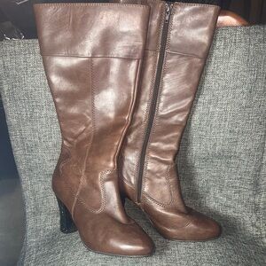 Brown Leather Knee-High Boots